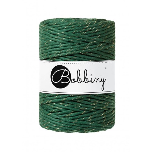Zielony lesny zloty Golden pine green sznurek skrecany 5mm do makramy Bobbiny.jpg
