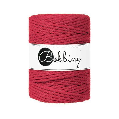 czerwony classic red sznurek bawelniany potrojnie skrecany 3PLY 5mm do makramy Bobbiny.jpg