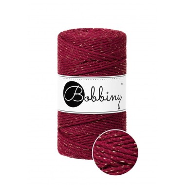 Czerwone Wino ze złota nitką 3PLY 3 mm Bobbiny sznurek do makramy